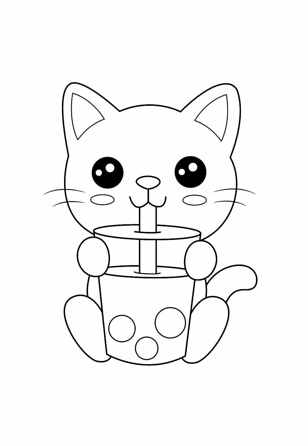 Desenho de Gato Kawaii para pintar