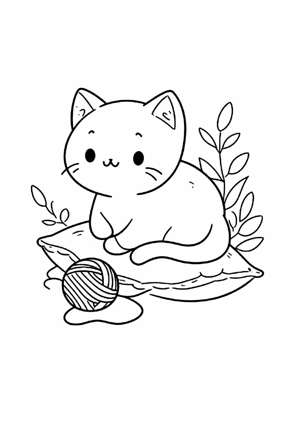 Desenho de Gatinho Kawaii para colorir