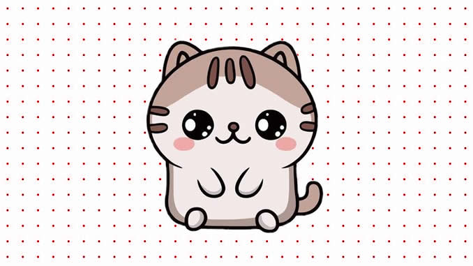 Desenho de Gato Kawaii para colorir
