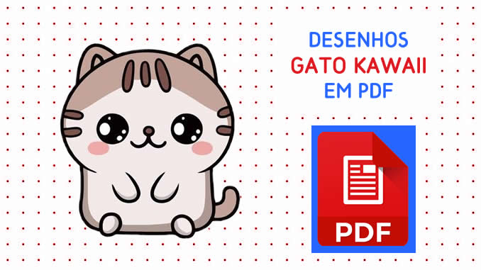 Desenho de Gato Kawaii em PDF
