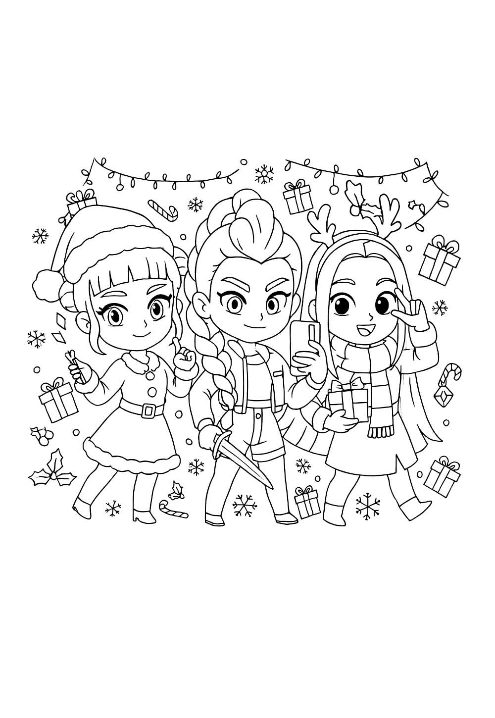 Desenhos das Guerreiras do K-Pop de Natal