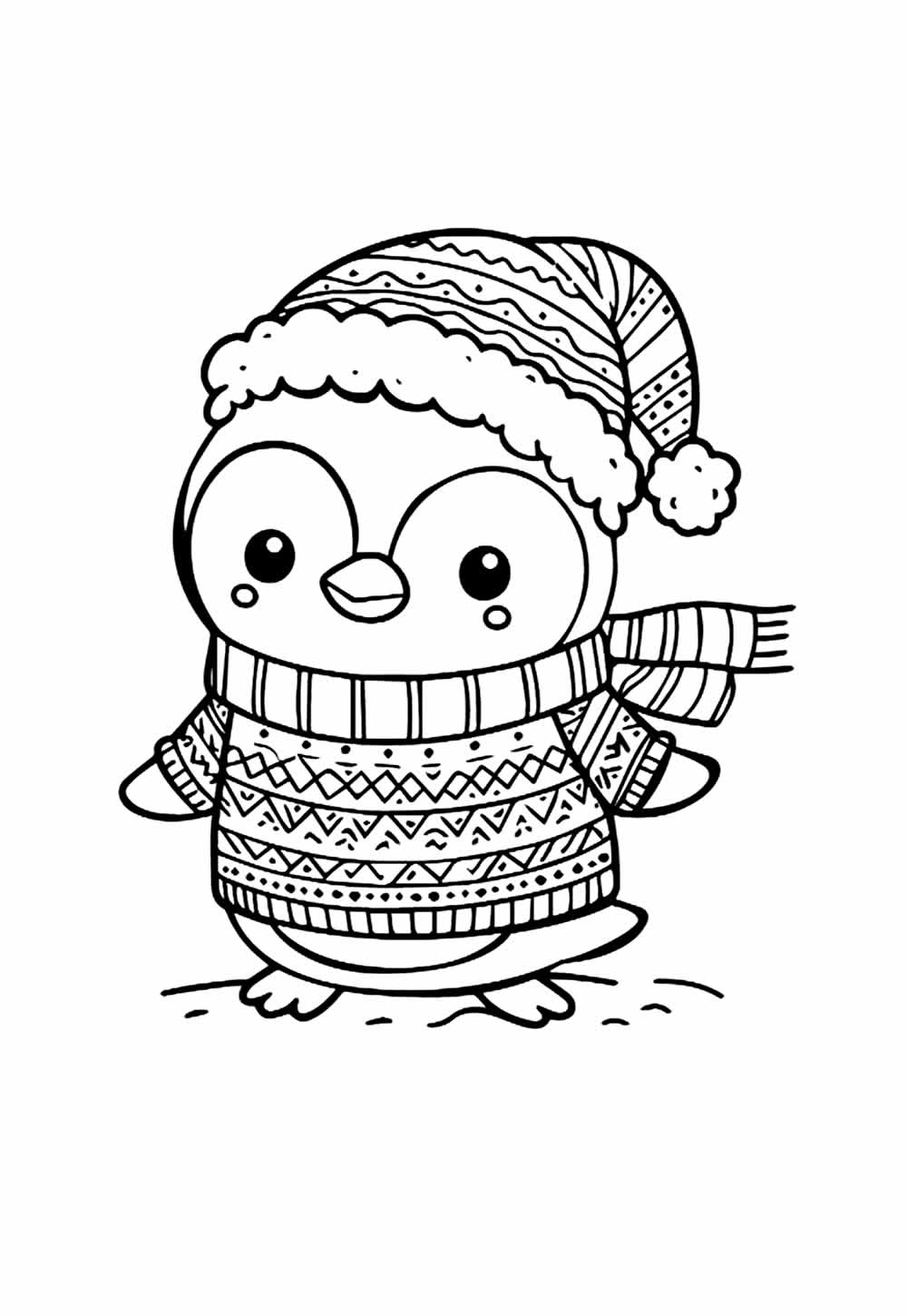 Pinguim de Natal para colorir