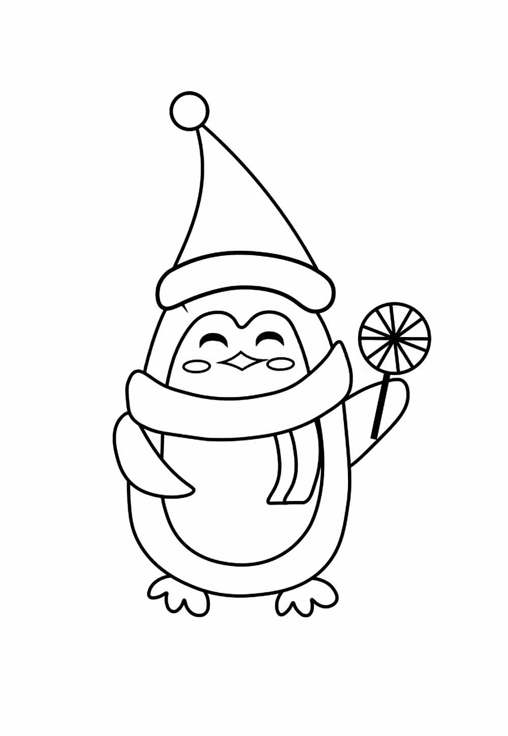 Desenho de Pinguim Natalino para colorir