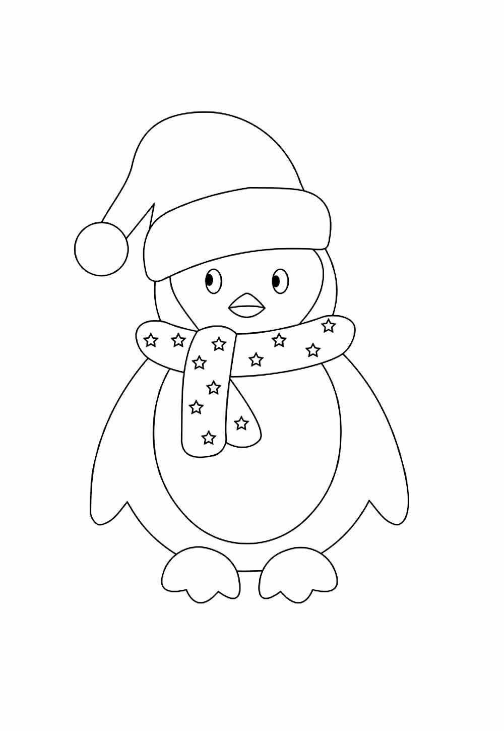 Desenho de Pinguim de Natal para colorir