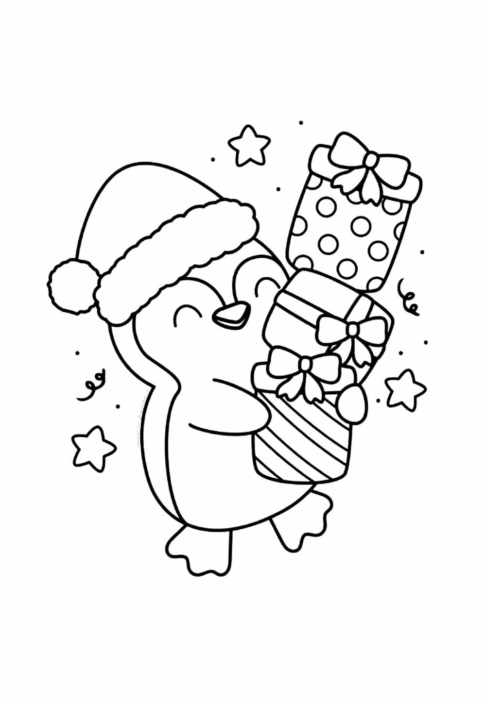 Desenho de Pinguim de Natal para pintar