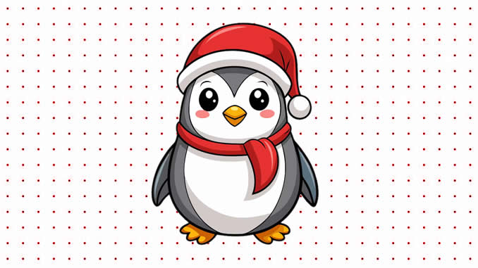 Desenhos de Pinguins de Natal para colorir