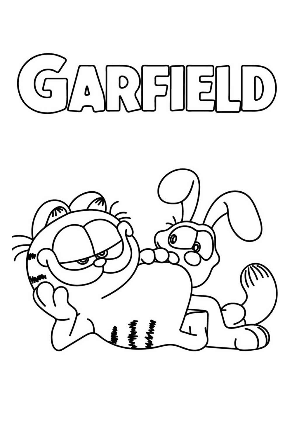 Desenho Educativo de Garfield para pintar