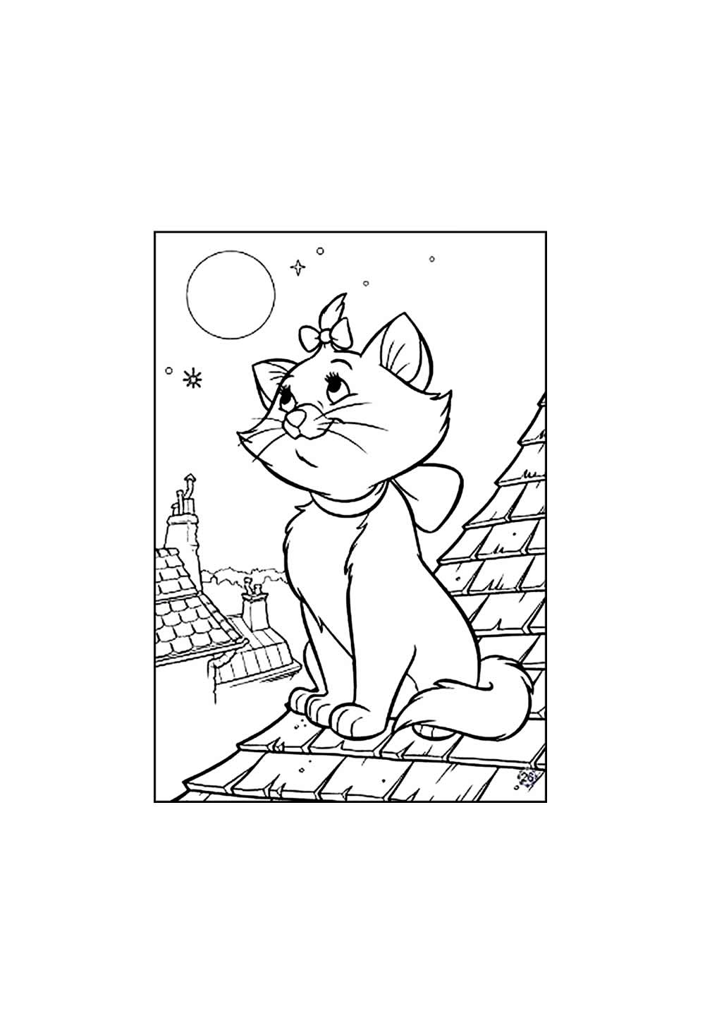 Desenho de Gatinha Marie para pintar