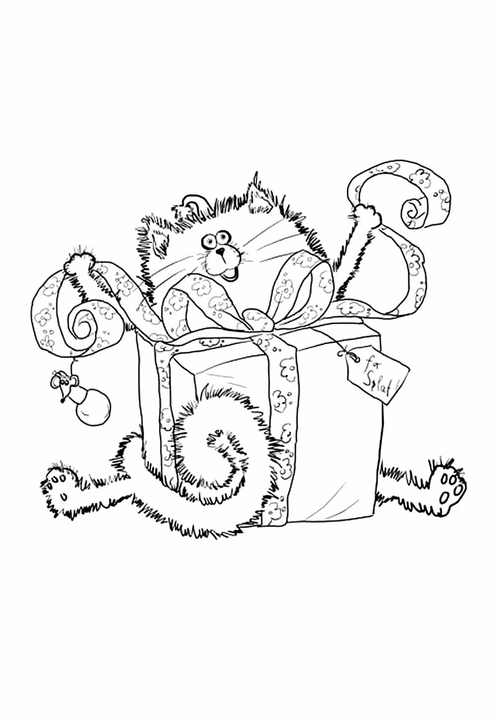 Desenho para Colorir de Gatinho de Natal