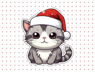 Desenhos de Gatinhos de Natal para colorir