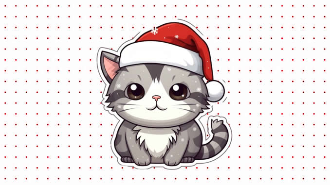 Desenhos de Gatinhos de Natal para colorir