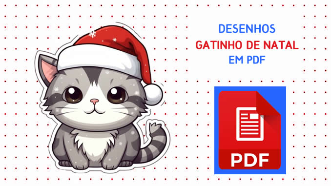 Desenhos de Gatinhos de Natal em PDF