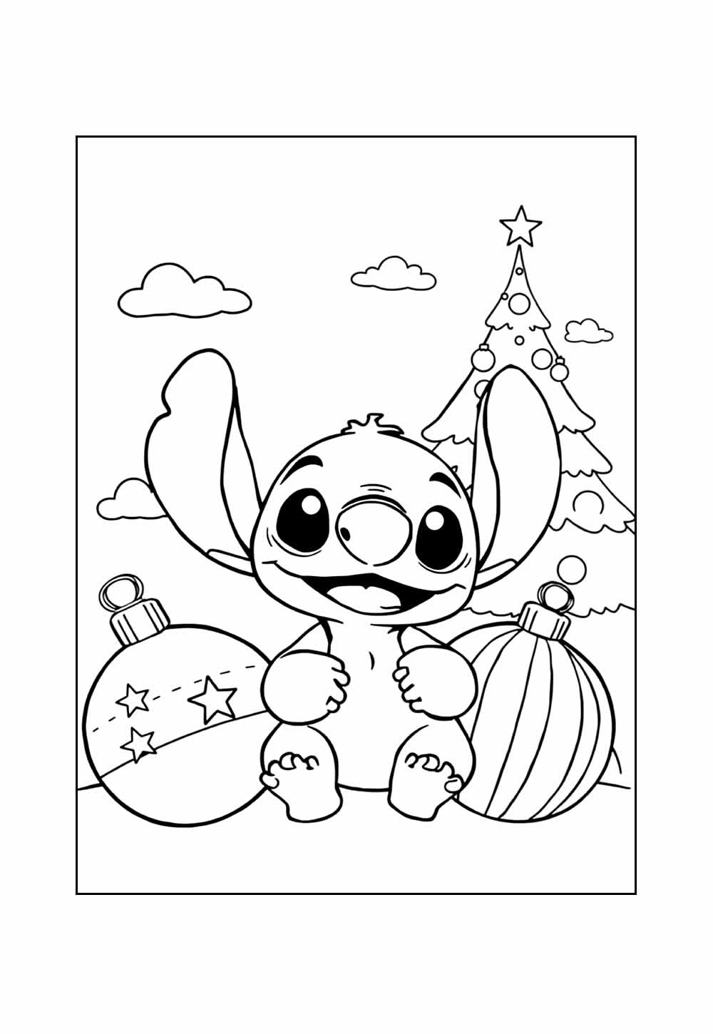 Desenho de Stitch de Natal para colorir