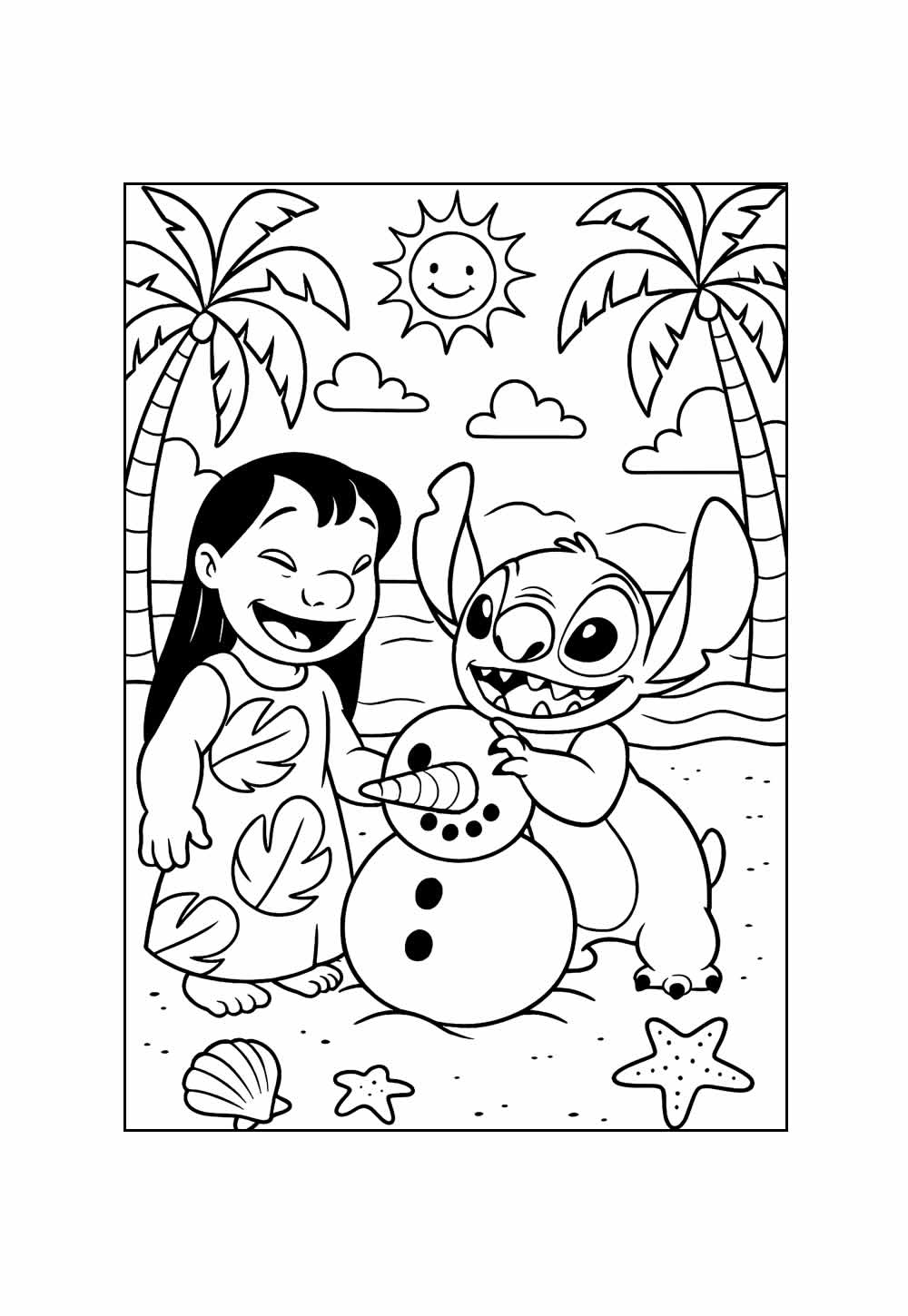 Desenho de Lilo e Stitch de Natal para colorir