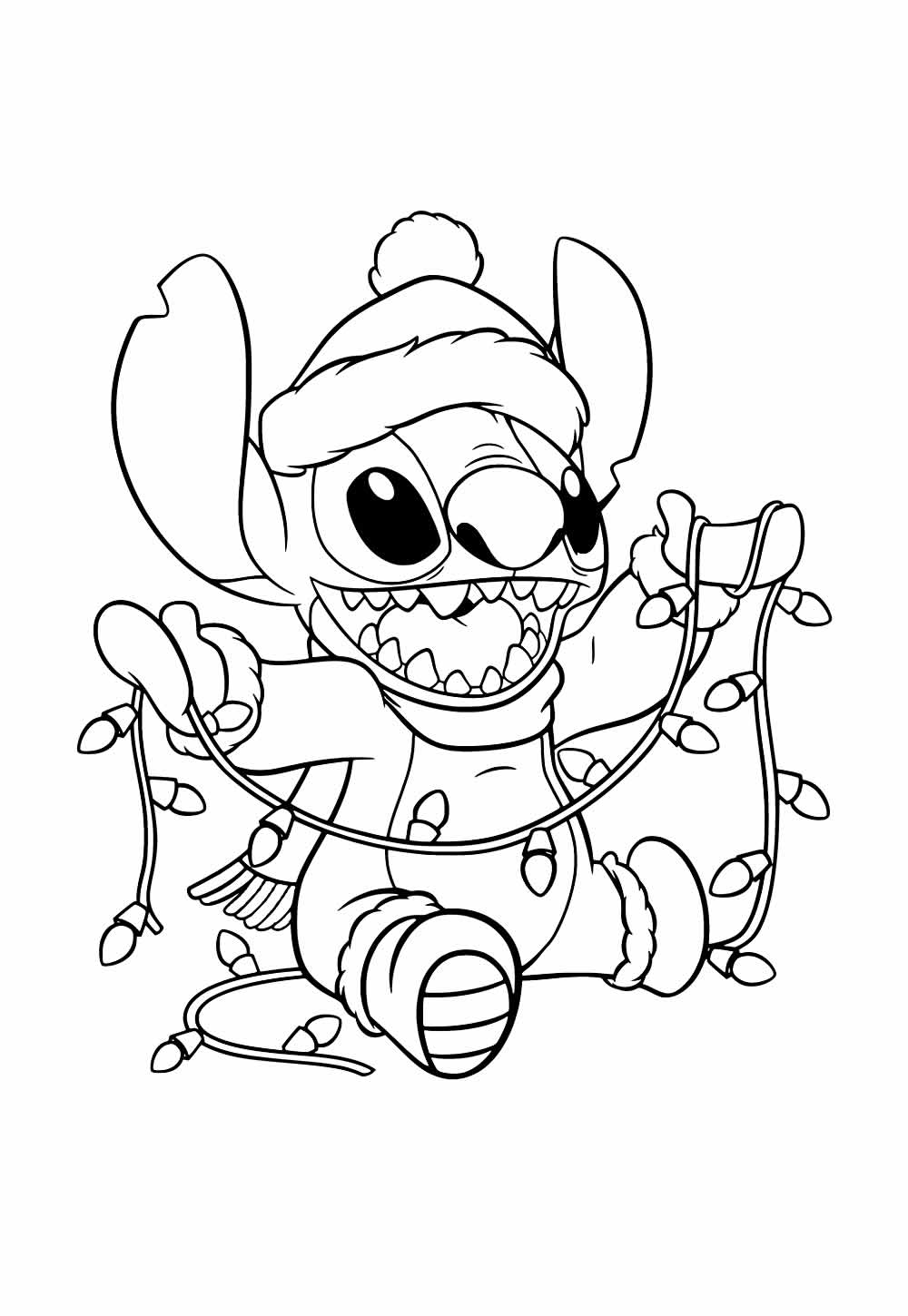 Desenho de Stitch de Natal para pintar