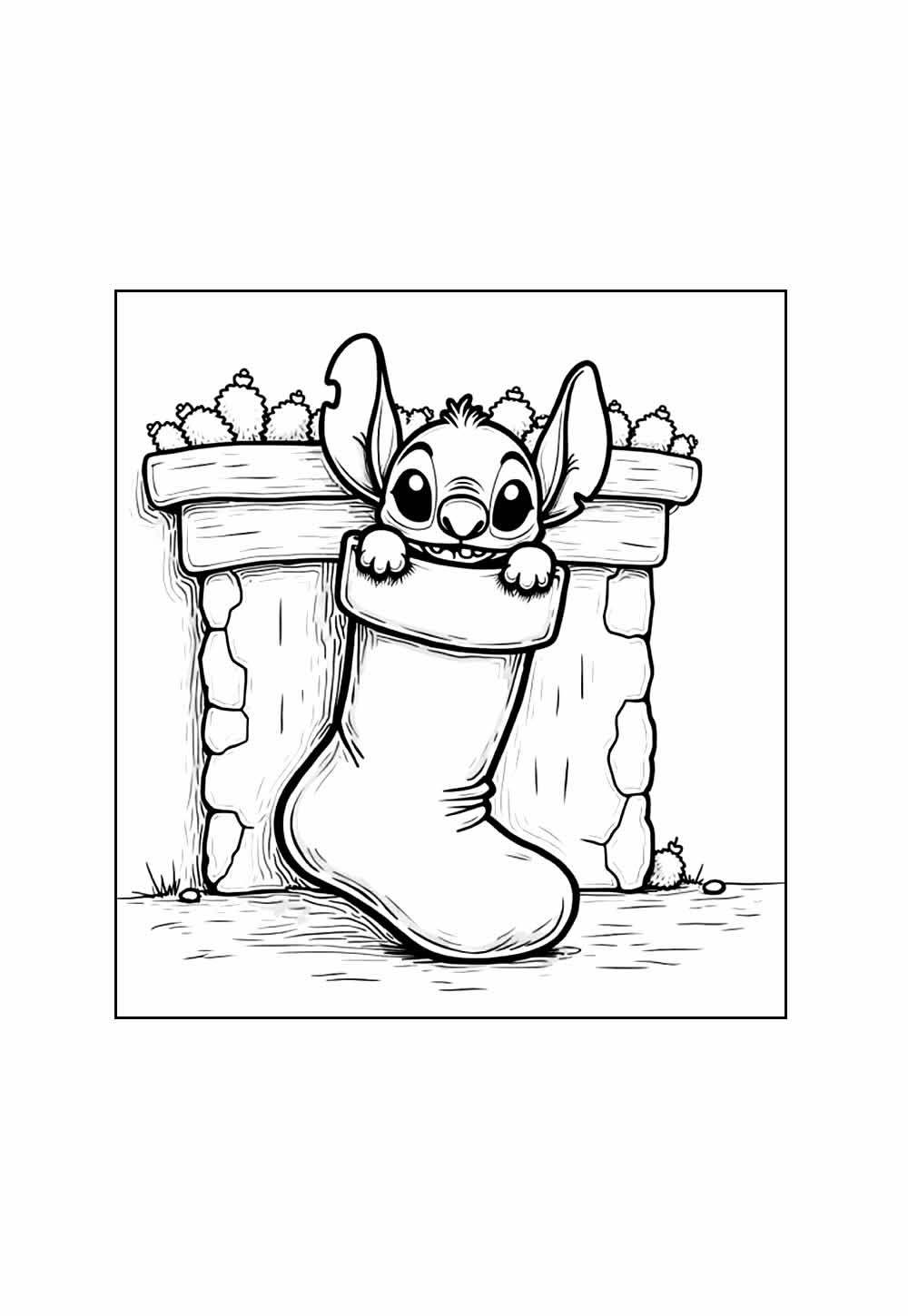 Desenho de Stitch com Bota de Natal