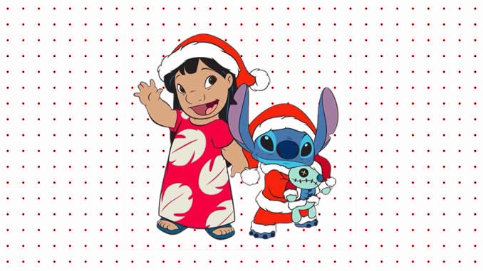 Desenhos de Lilo e Stitch de Natal para colorir