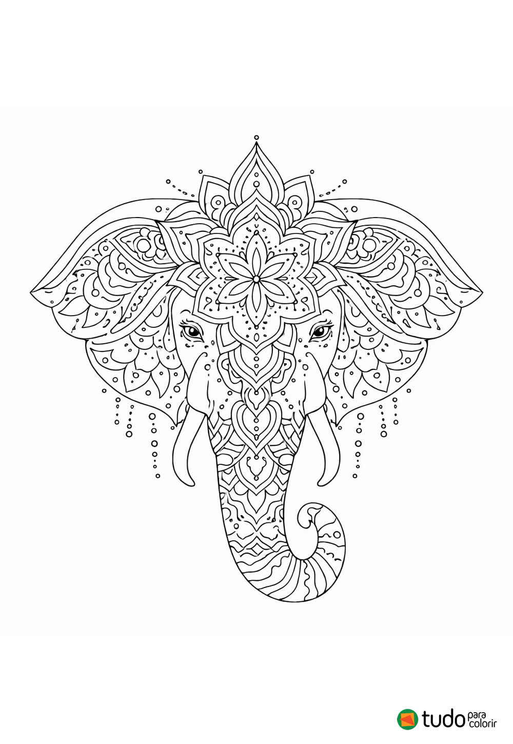 Desenho de Mandala de Animal - Elefante