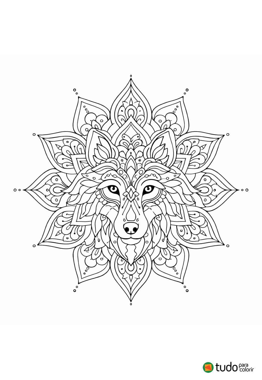 Desenho de Mandala de Lobo
