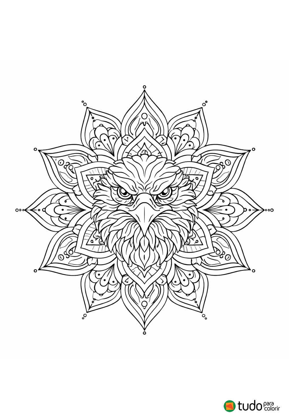 Desenho de Mandala de Animal para imprimir - Águia