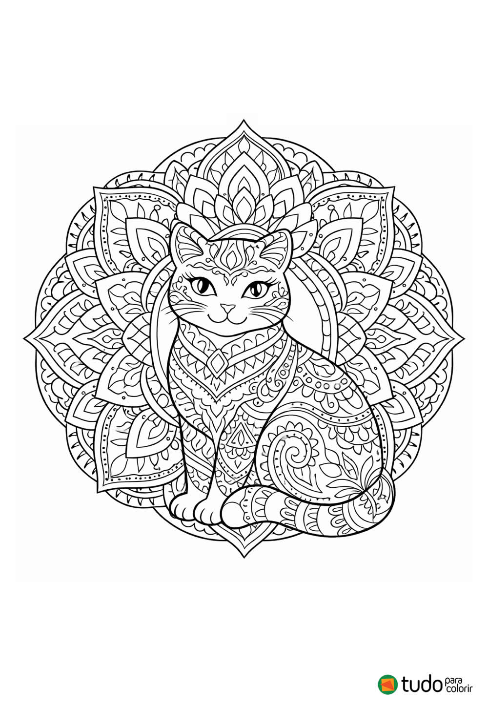 Desenho de Mandala de Gato