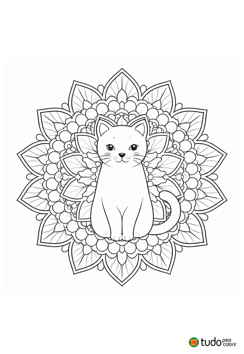 Desenho de Mandala de Gatinho para colorir