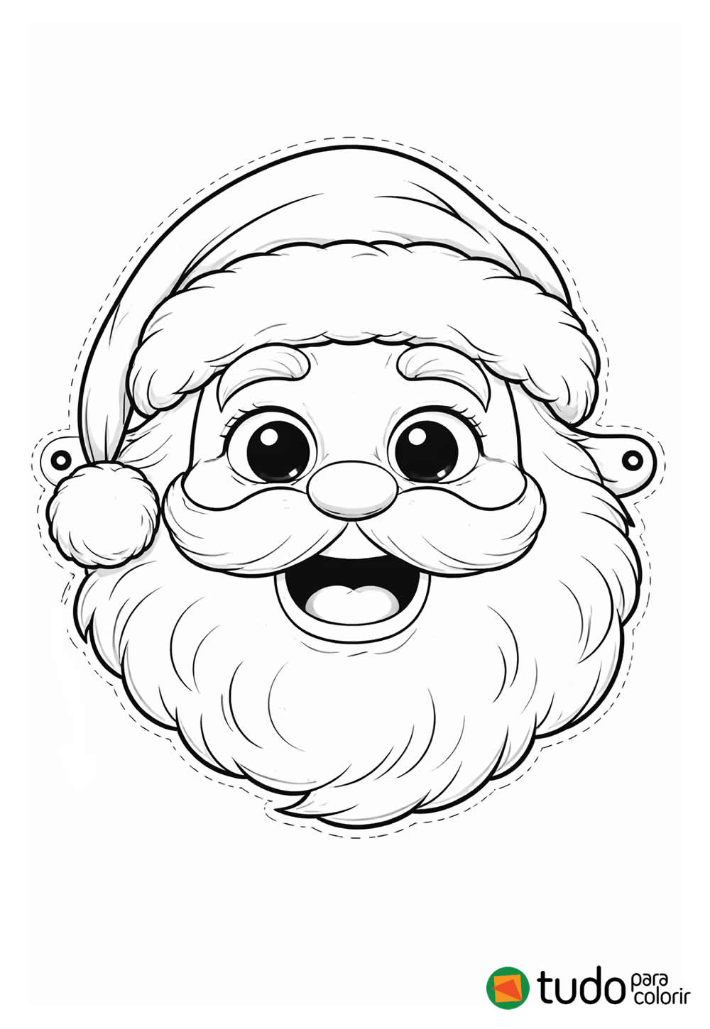 Desenho de Máscara de Papai Noel para colorir