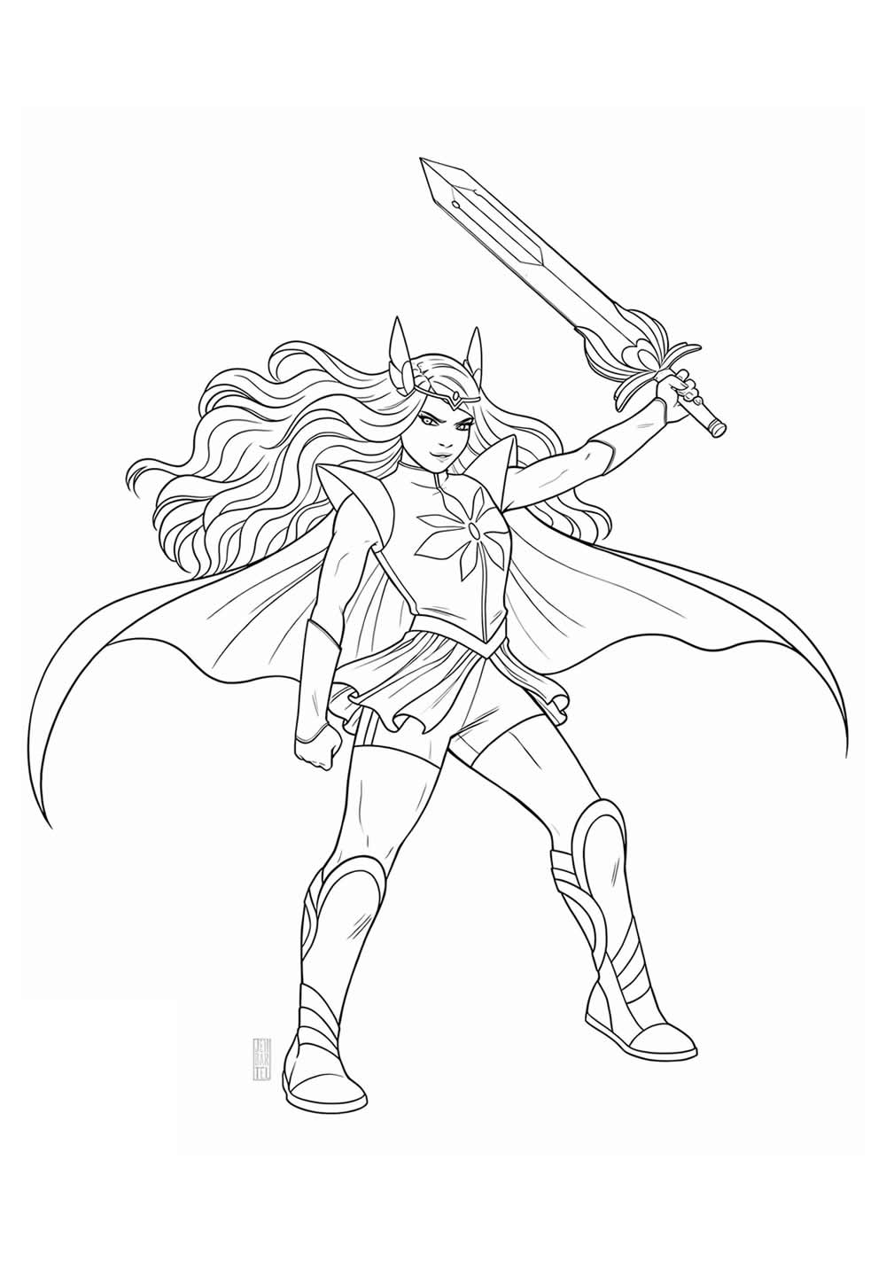 Desenho de She-Ra e as Princesas do Poder para colorir e pintar