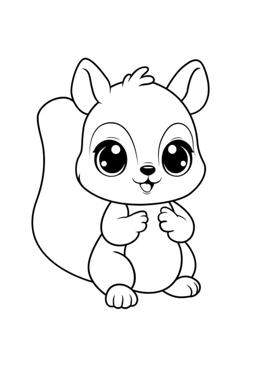 Desenho de Esquilo Kawaii para colorir