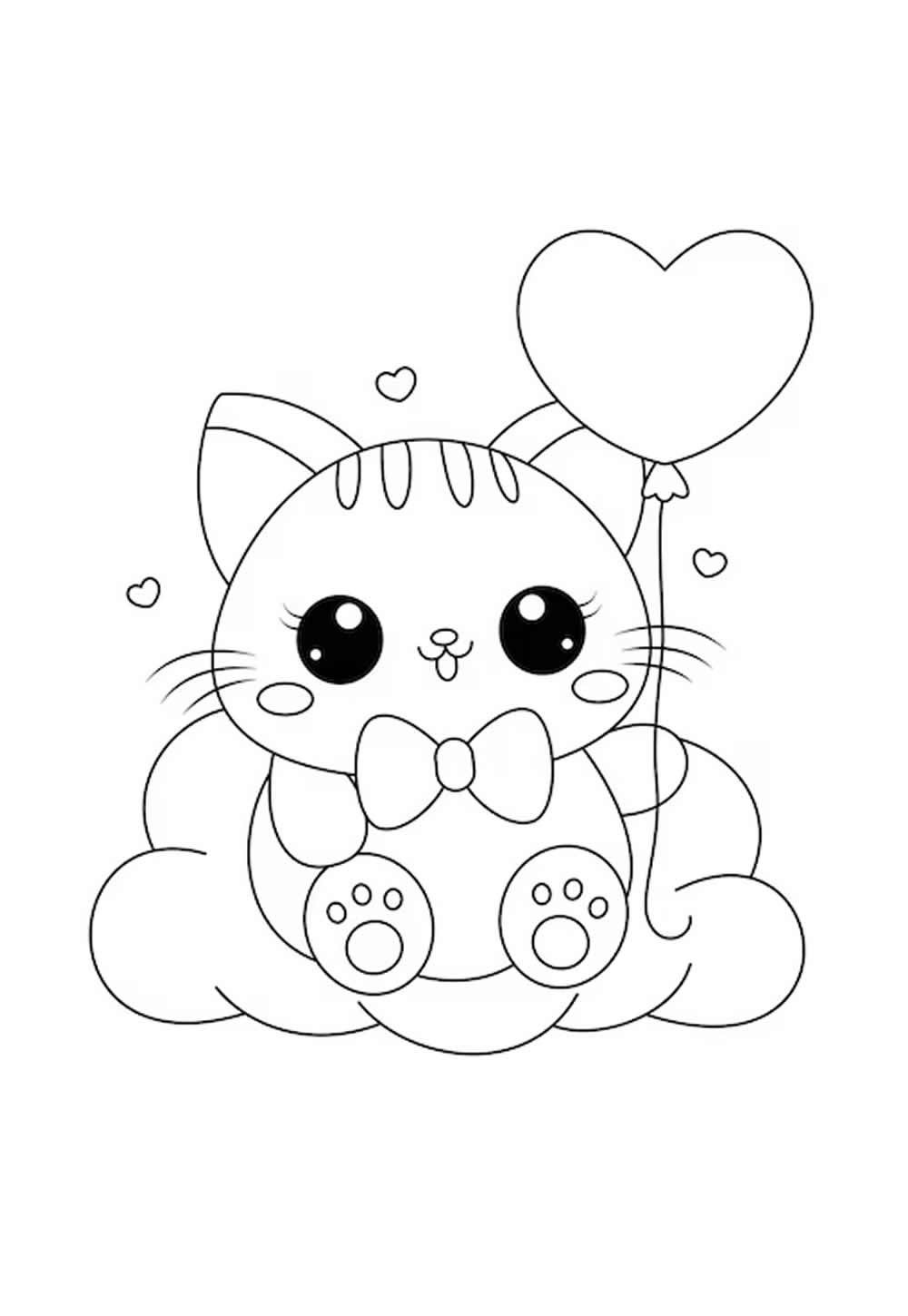 Desenho de Gatinho Kawaii para colorir