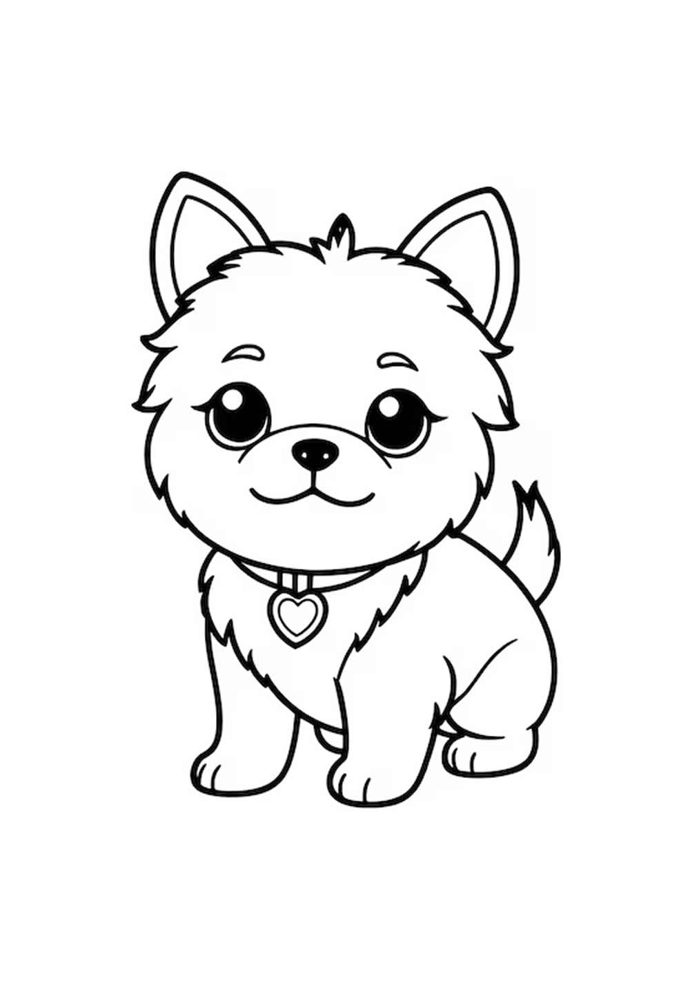 Desenho de Cachorrinho Kawaii para colorir