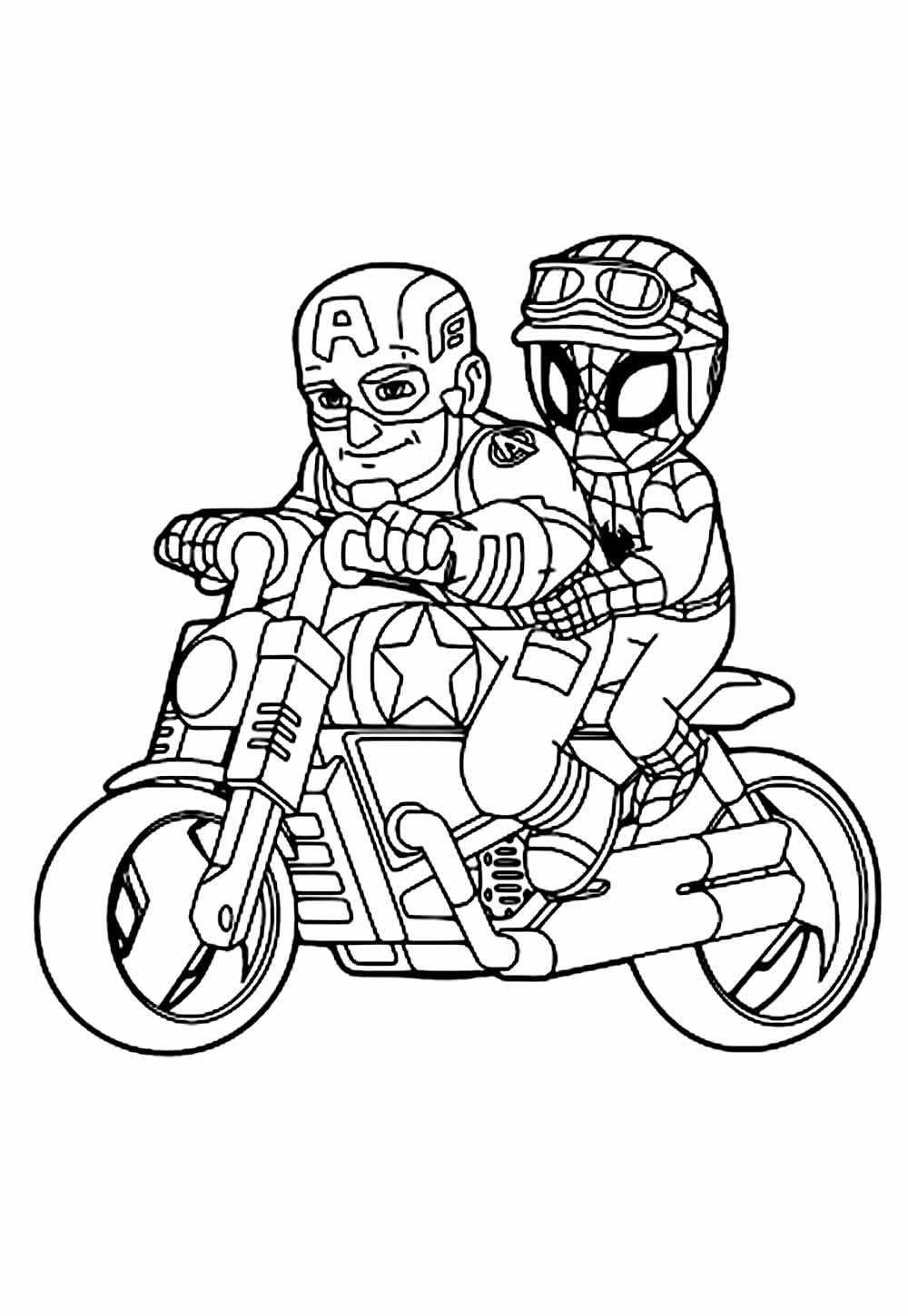 Capitão América e Homem-Aranha Baby para pintar