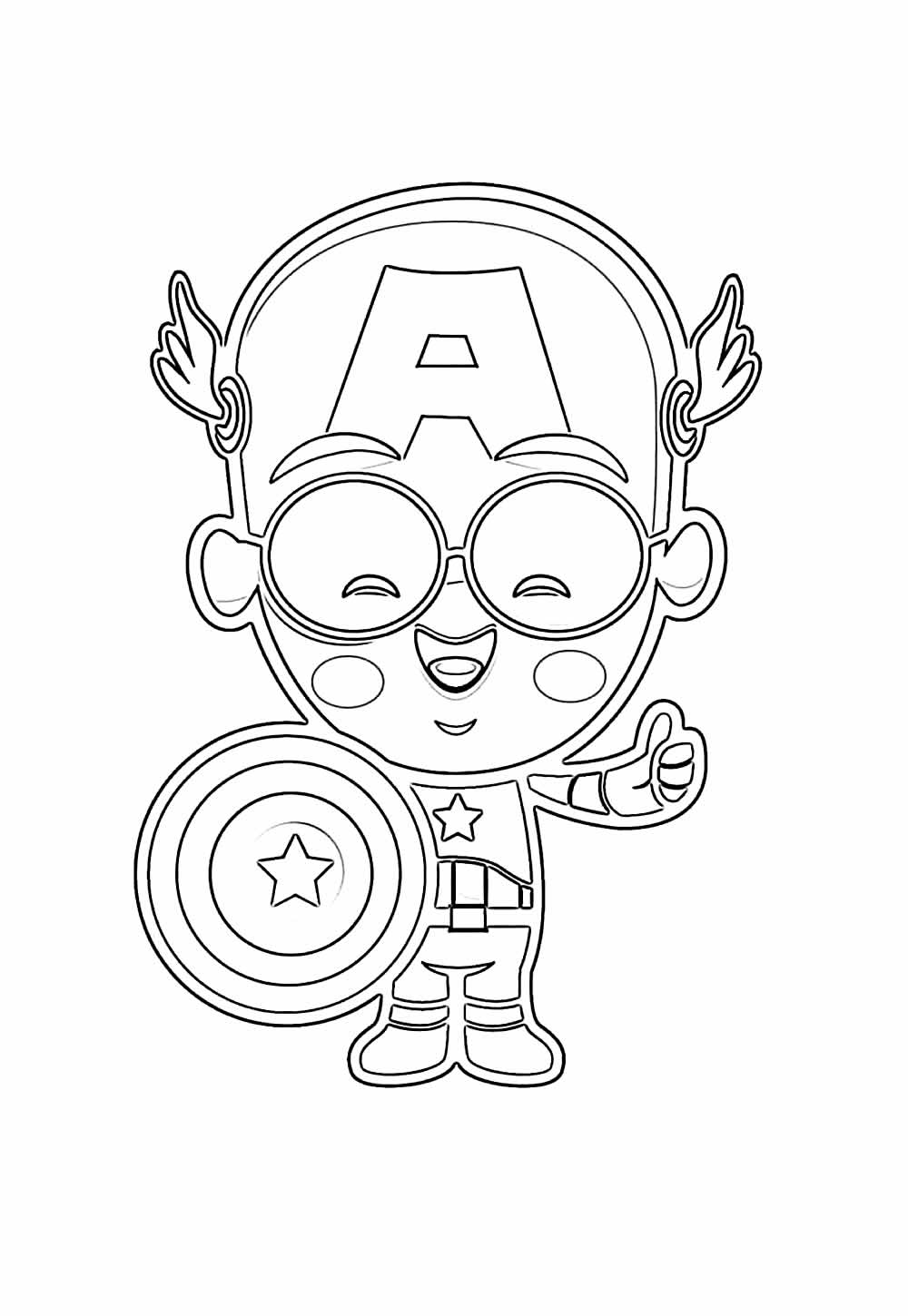 Desenho de Capitão América Baby para pintar