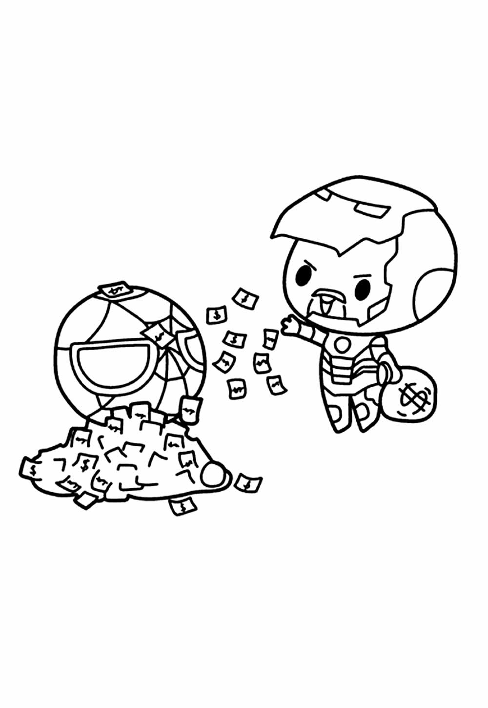 Desenho do Homem de Ferro e Homem-Aranha Baby para colorir