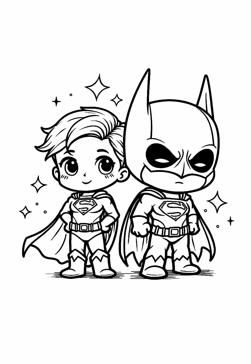 Desenho de Super-Homem Baby e Batman Baby