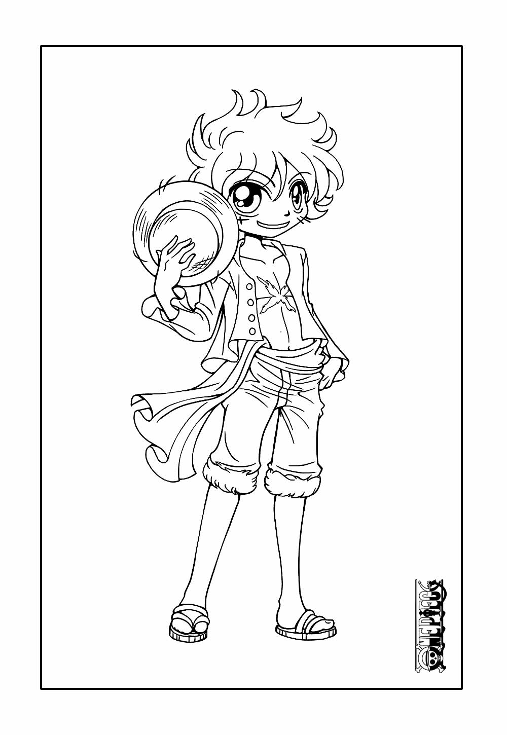 Desenho de Luffy para pintar