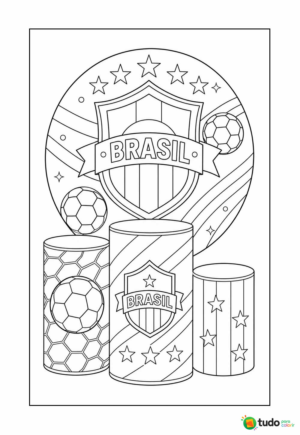 Desenho para colorir - Futebol - Copa do Mundo - Brasil