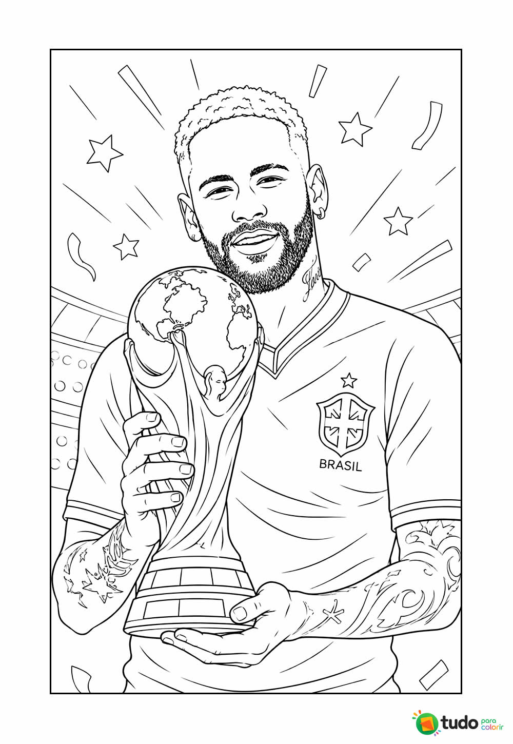Desenho para colorir - Futebol - Copa do Mundo - Neymar