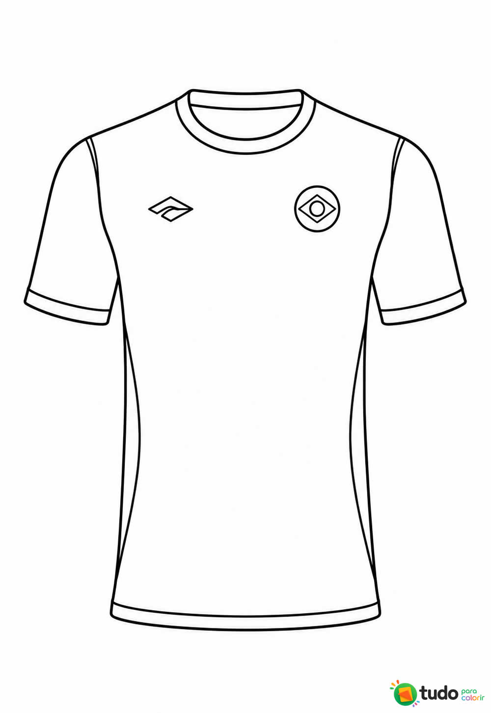 Desenho da Camisa do Brasil para pintar