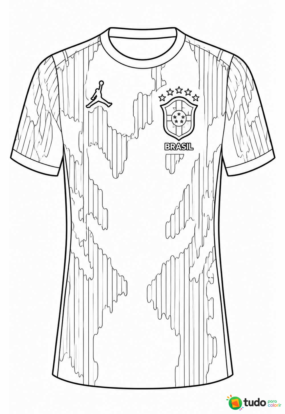 Desenho da Camisa do Brasil para colorir