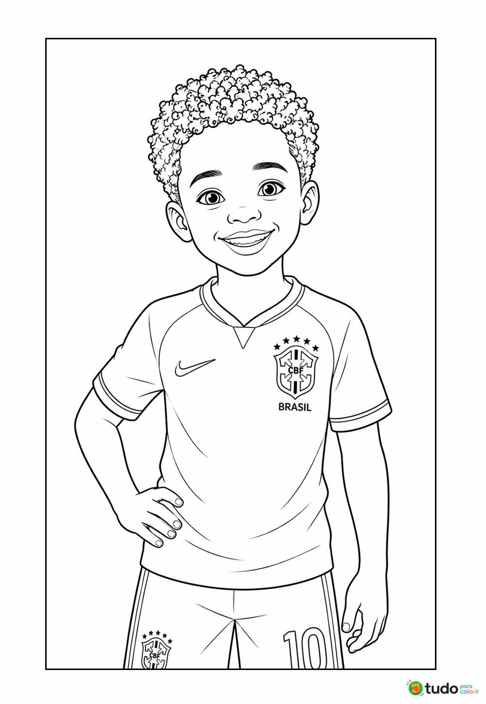 Desenho de Criança com Camisa do Brasil - Menino