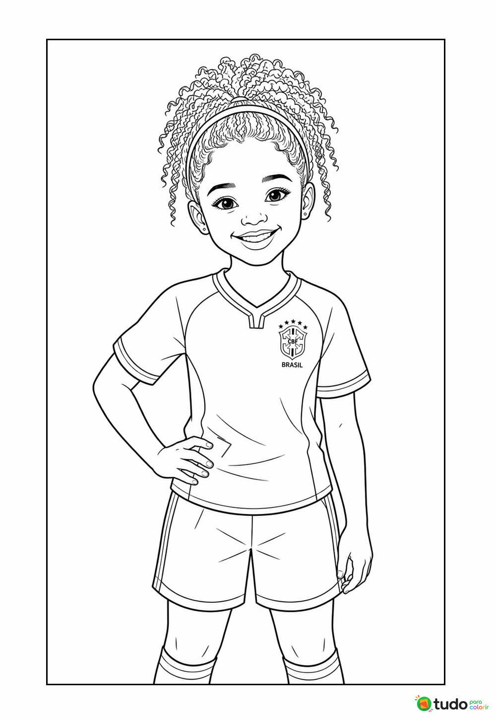 Desenho de Criança com Camisa do Brasil - Menina
