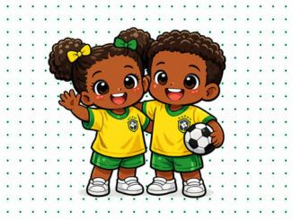 Desenhos de Crianças com Camisa do Brasil para colorir