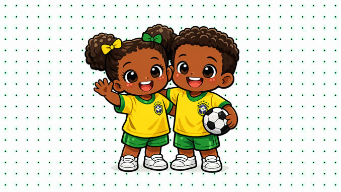 Desenhos de Crianças com Camisa do Brasil para colorir