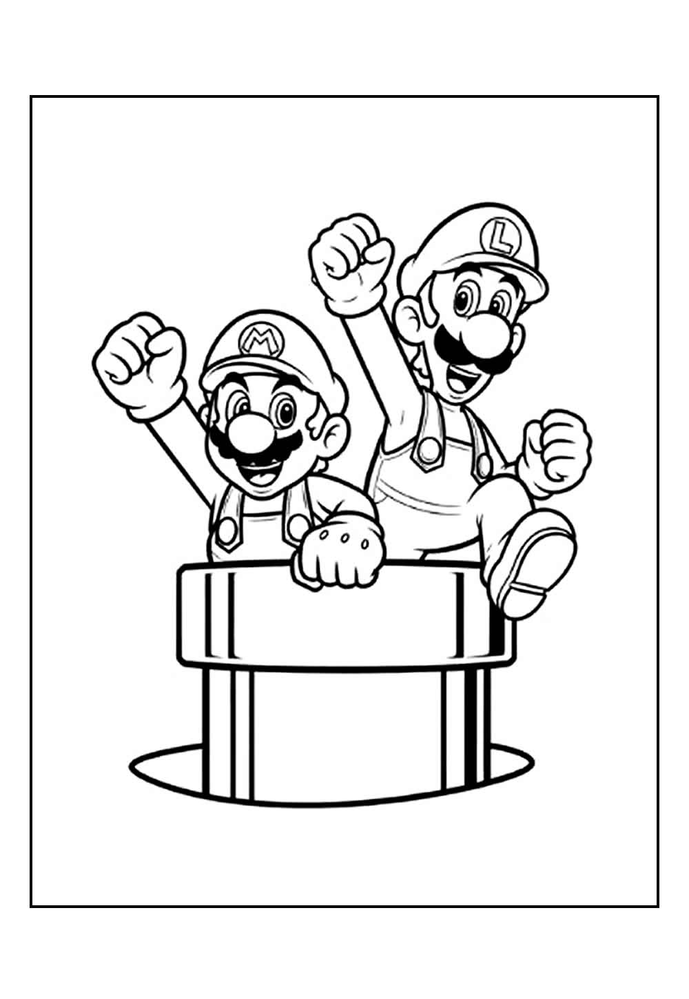 Desenho do Luigi e Mario para colorir
