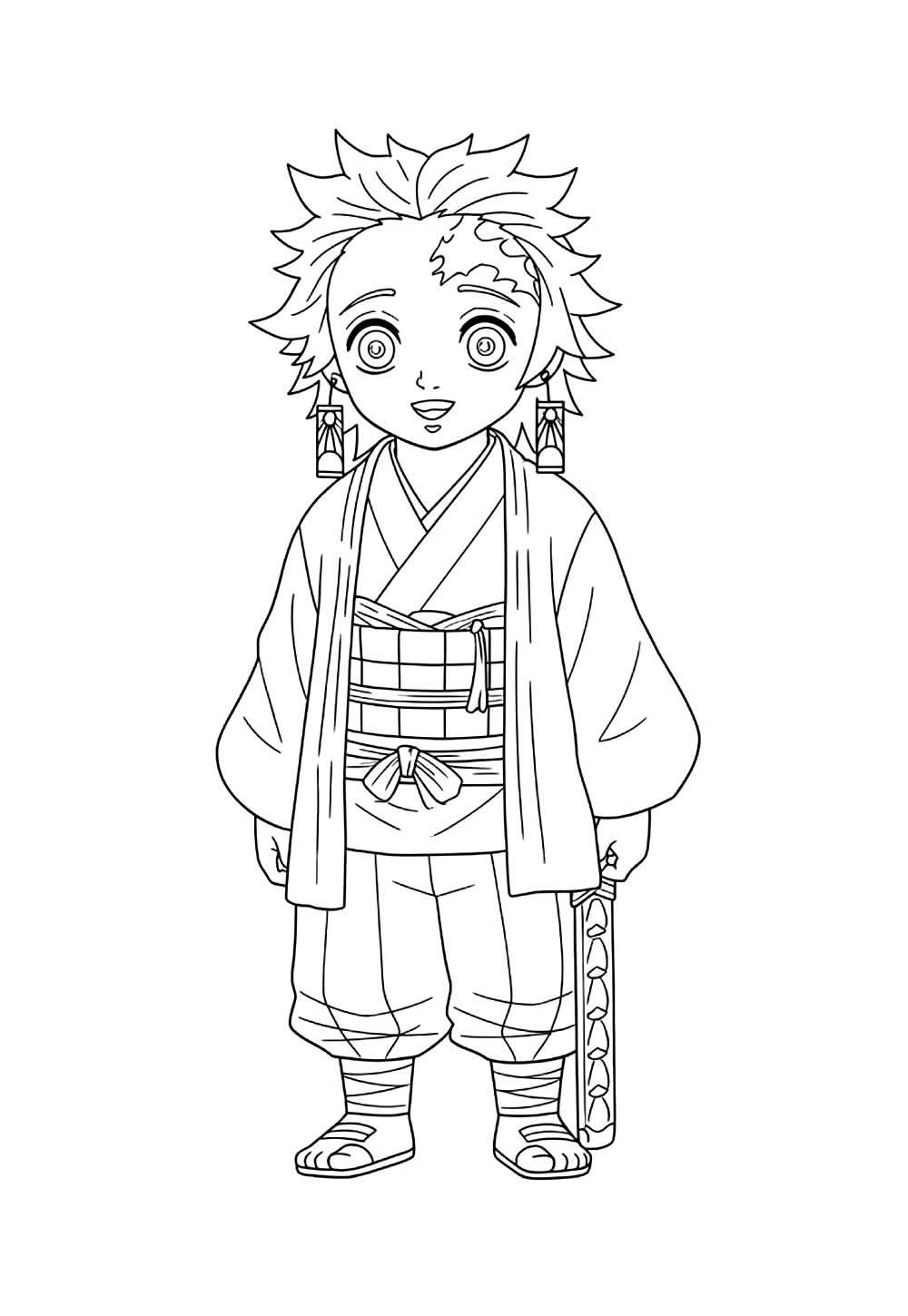 Desenho do Tanjiro para colorir
