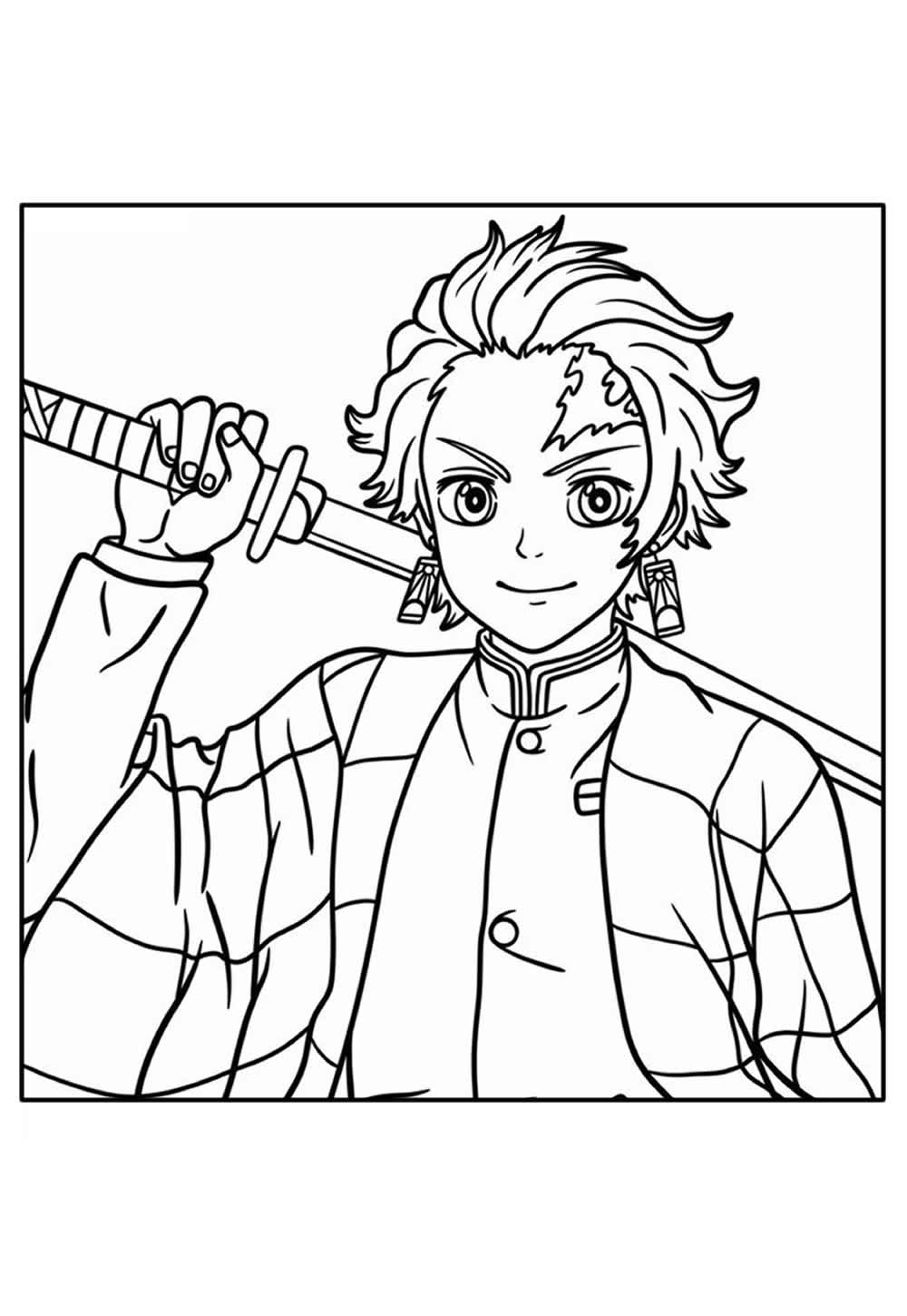 Desenho do Tanjiro para colorir