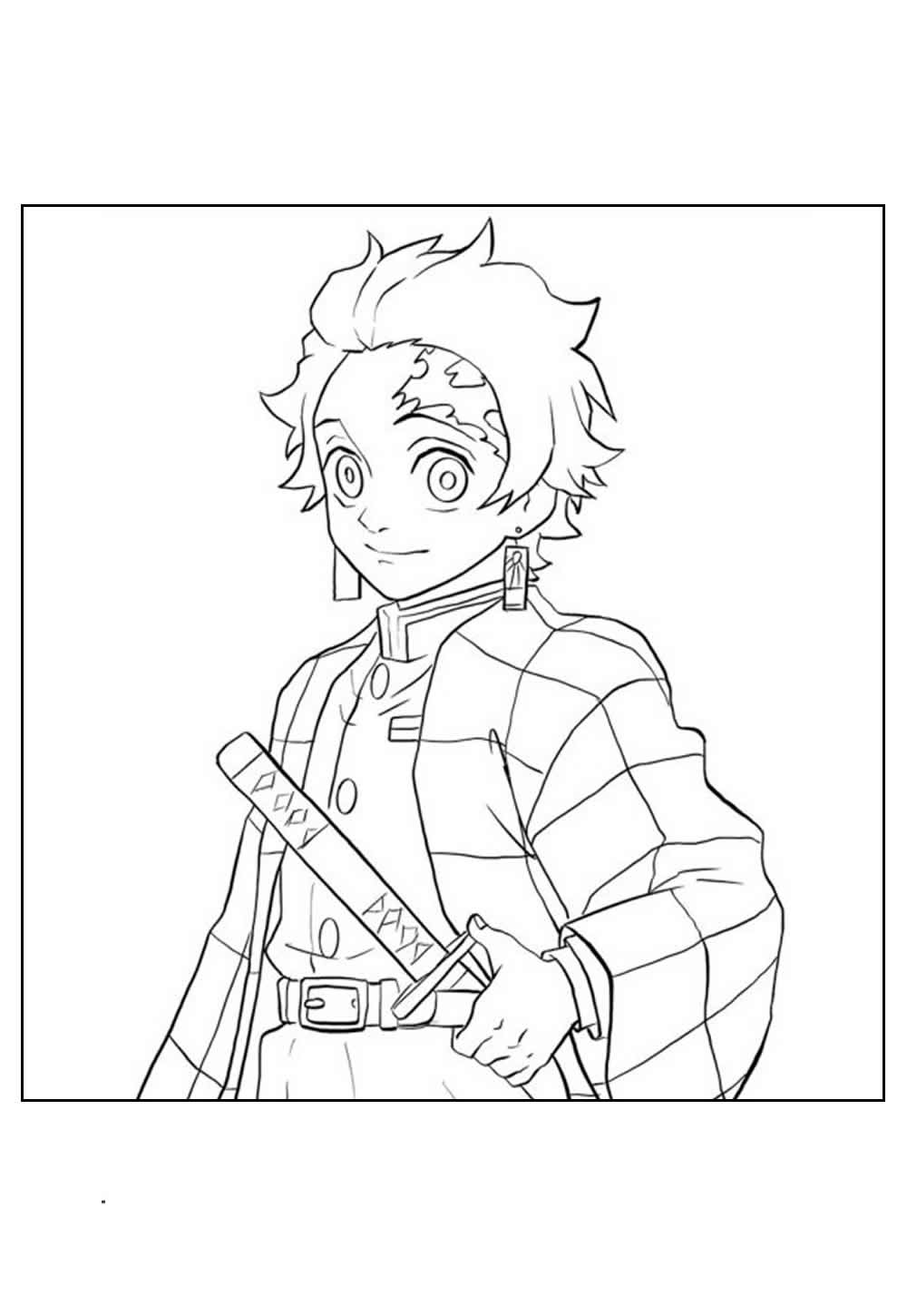 Desenho do Tanjiro para colorir