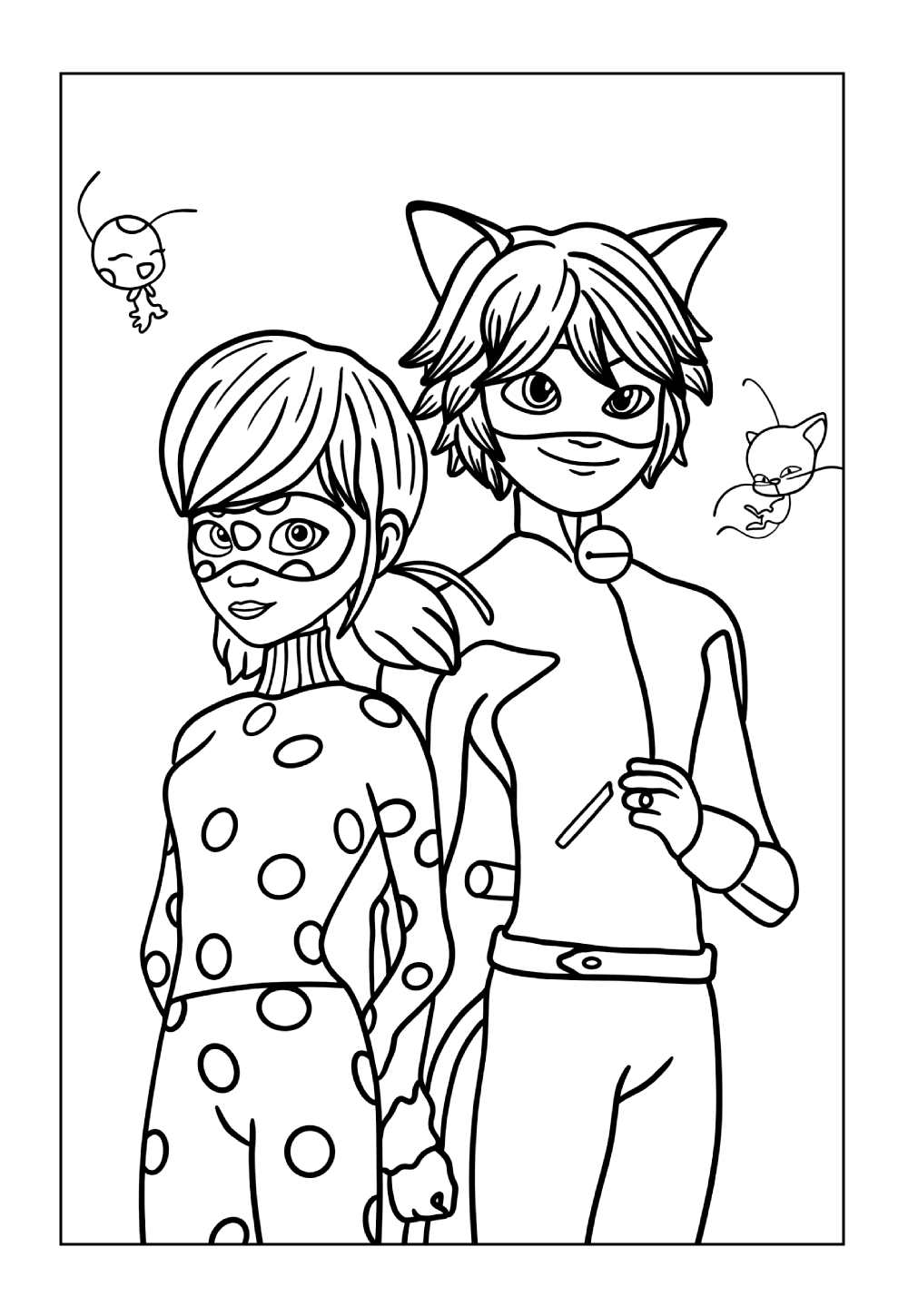 Cat Noir e da Ladybug para colorir