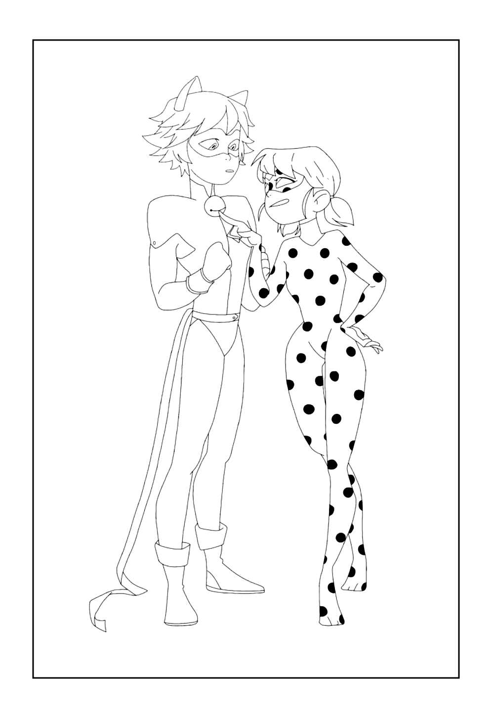 Desenho do Cat Noir e da Ladybug para colorir